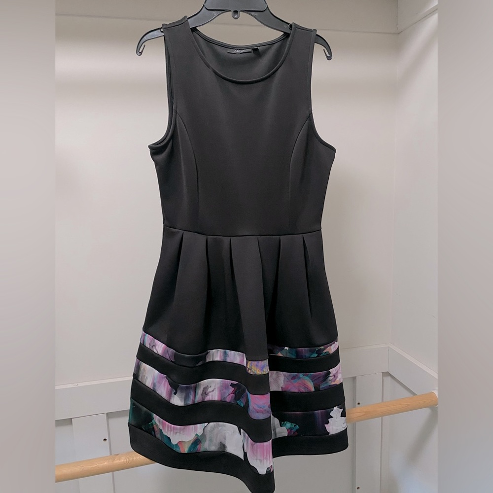 apt 9 a-line crew neck casual dress, black, size S